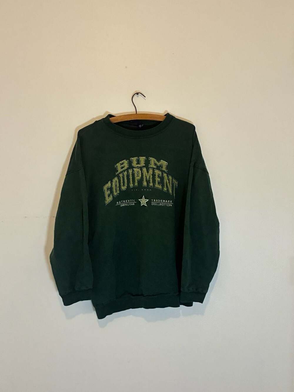 B.U.M. Equipment Vintage Crewneck Sweatshirt Size S/M Dark Green Cotton